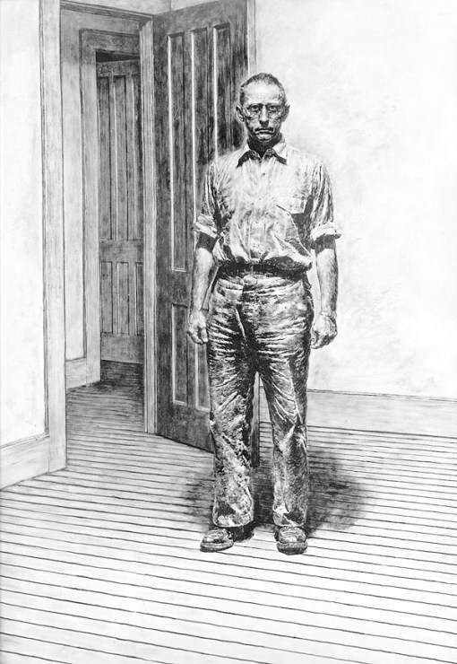 This self-portrait of Douglass Crockwell is believed to have been painted in 1945. It is his only known self-portrait.