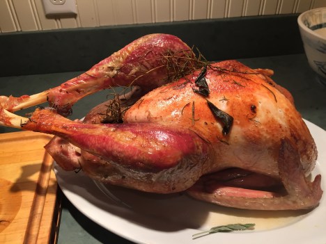 The heritage turkey after roasting